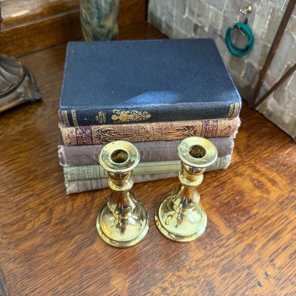 Vintage Made in England Small Gold Candle Holders - Picture 4 of 8